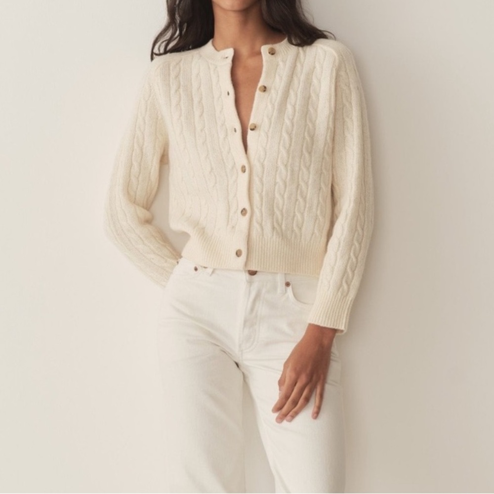 Doen Penrose Cardigan in Sea Salt Wool Linen Cotton XS Minimalist Clean Beauty - Picture 3 of 16
